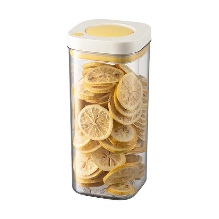 Press Vacuum Food Storage Jar Kitchen Canister For Coffee Beans & Grains, Spec: 1800ml White Yellow