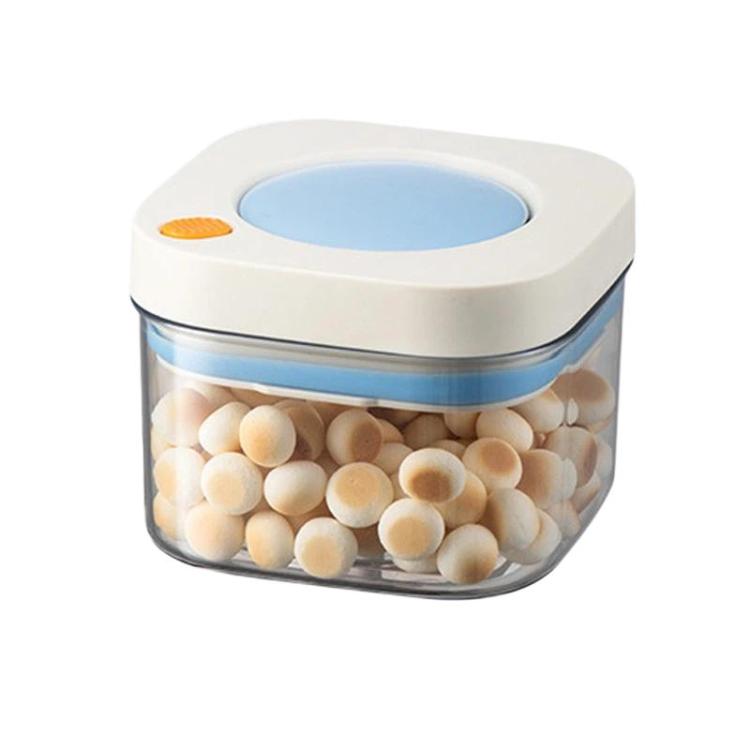 Press Vacuum Food Storage Jar Kitchen Canister For Coffee Beans & Grains, Spec: 380ml White Blue