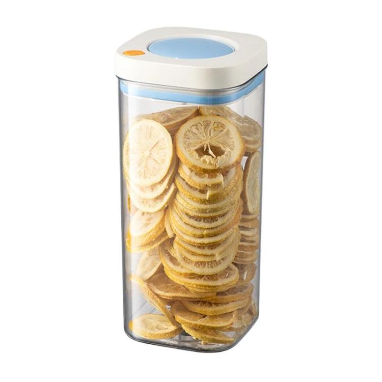 Press Vacuum Food Storage Jar Kitchen Canister For Coffee Beans & Grains, Spec: 1800ml White Blue