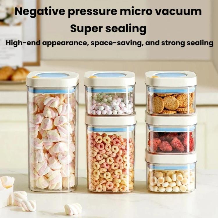 Press Vacuum Food Storage Jar Kitchen Canister For Coffee Beans & Grains, Spec: 380ml White Yellow
