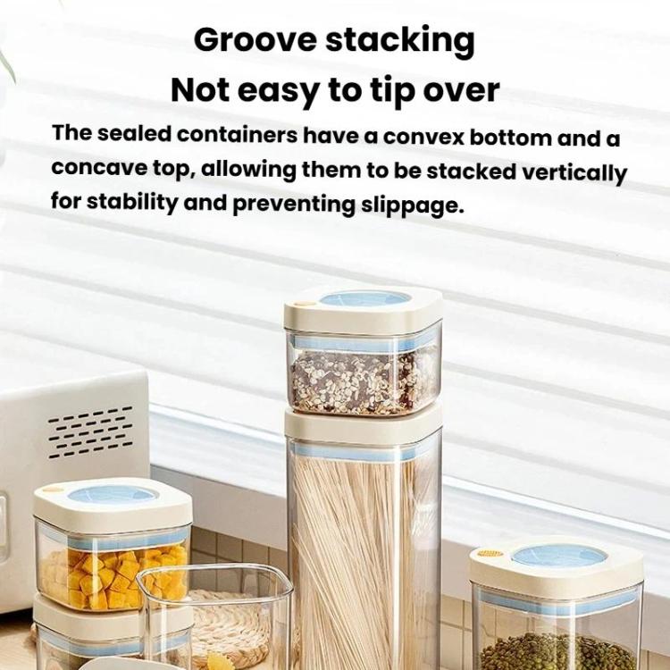 Press Vacuum Food Storage Jar Kitchen Canister For Coffee Beans & Grains, Spec: 1800ml White Yellow