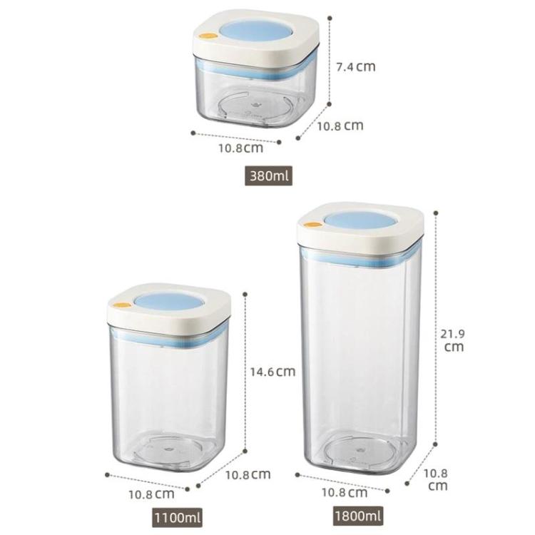 Press Vacuum Food Storage Jar Kitchen Canister For Coffee Beans & Grains, Spec: 1100ml White Blue