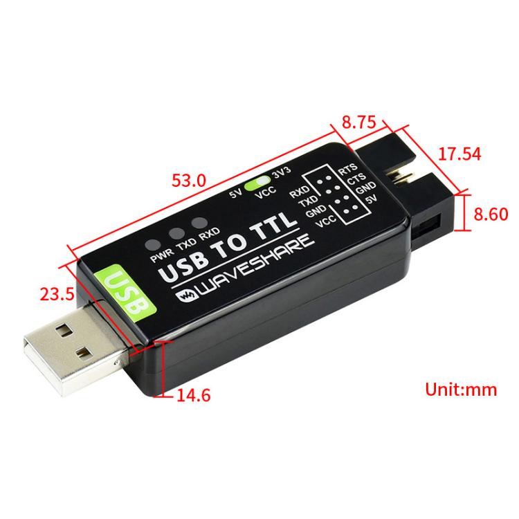 WAVESHARE 17939 Industrial USB To TTL Converter, Original FT232RNL, Multi Protection & Systems Support