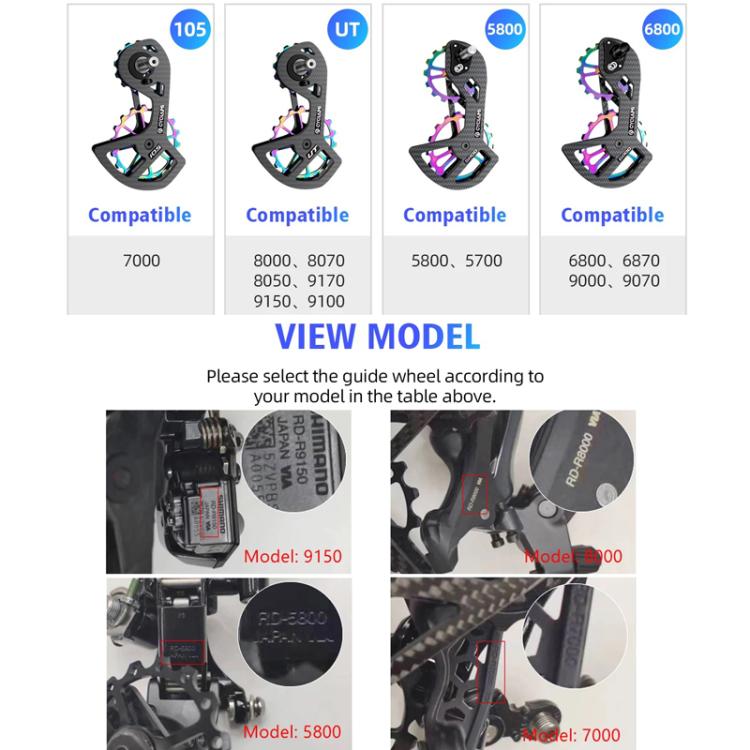 CYCLAMI Shifter Carbon Fiber Road Bike Ceramic Rear Derailleur Large Pulley For Shimano 5800 / 5700