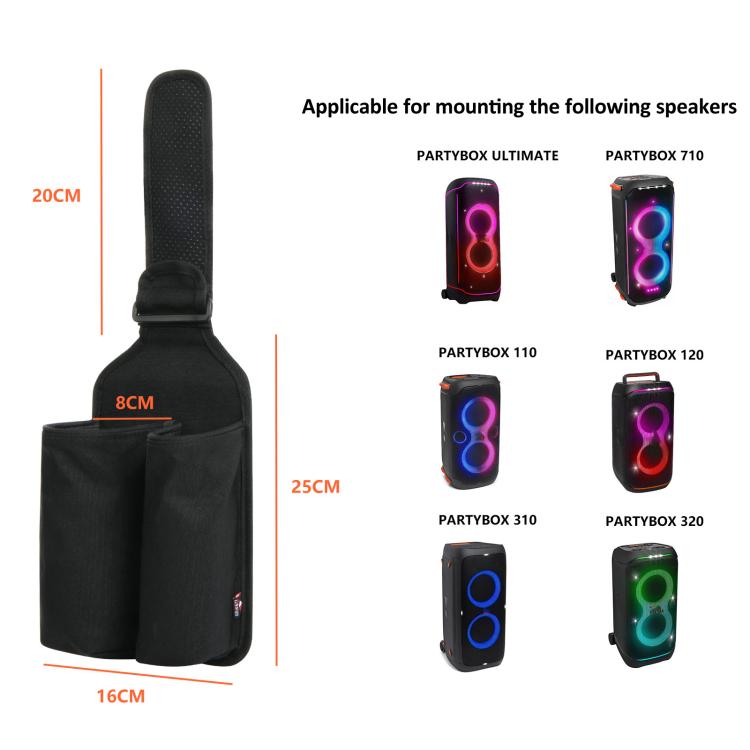 For JBL Partybox Series Microphone Holder Universal Storage Bag Strap Mount - Black