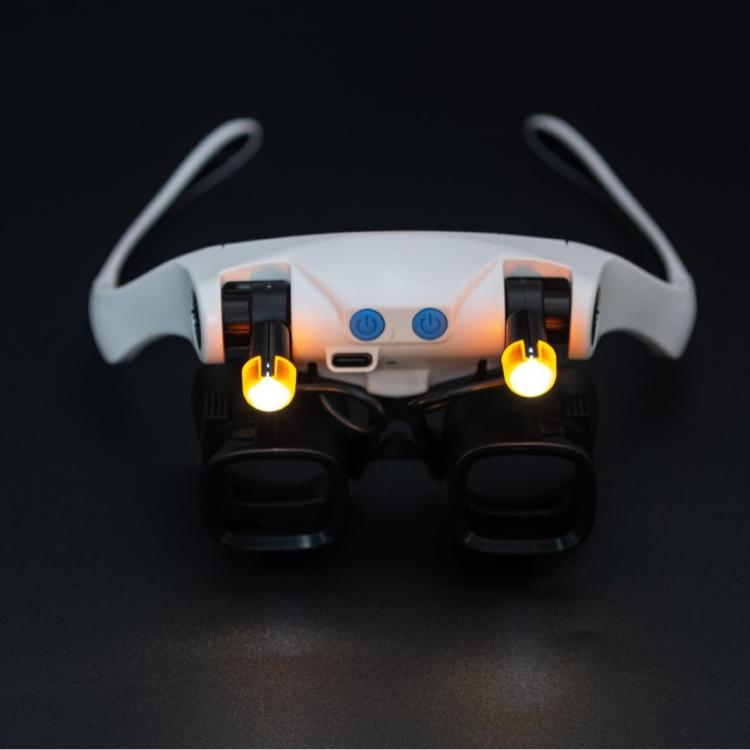 USB Rechargeable Headband Magnifier With 5 Interchangeable Lens Pairs 2X 4X 6X 10X 13X And Dual LED Lights - RJS223-21SXC