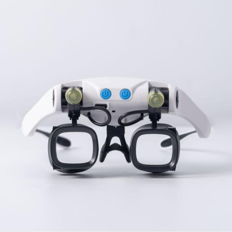 USB Rechargeable Headband Magnifier With 5 Interchangeable Lens Pairs 2X 4X 6X 10X 13X And Dual LED Lights - RJS223-21SXC