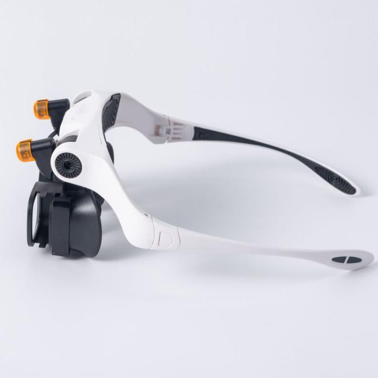 USB Rechargeable Headband Magnifier With 5 Interchangeable Lens Pairs 2X 4X 6X 10X 13X And Dual LED Lights - RJS223-21SXC
