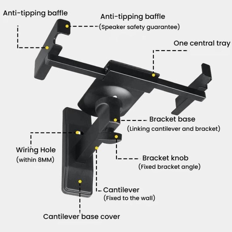 LKT-383S Adjustable Angle Wall Mount Speaker Stand Surround Sound Monitor Speaker Bracket