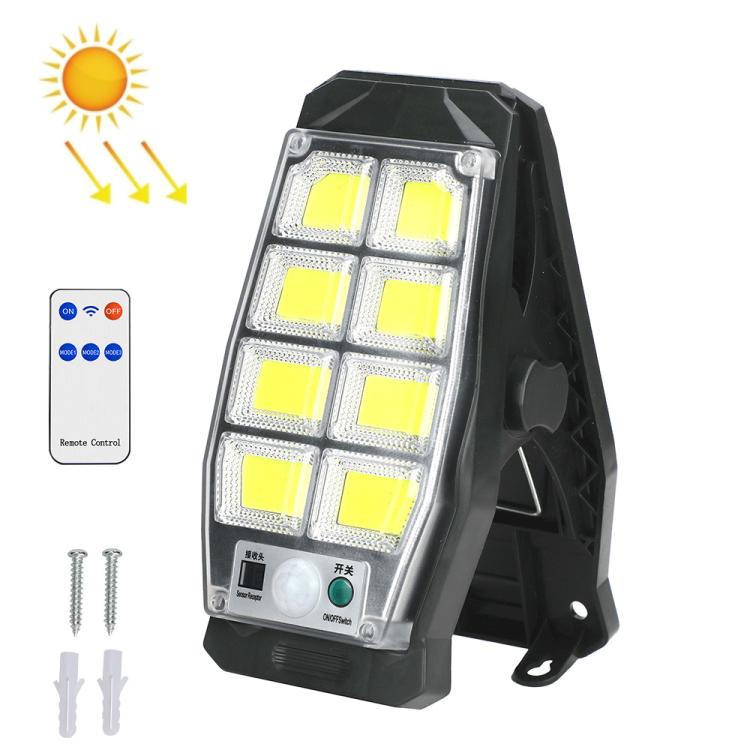 Solar Waterproof Clip-On Wall Light Outdoor Garden Fence Light Motion-Sensing Pathway Lamp, Spec: 8 Cells COB Remote Control