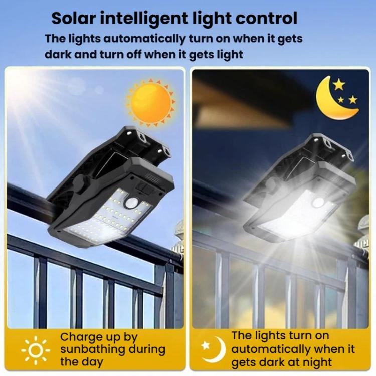 Solar Waterproof Clip-On Wall Light Outdoor Garden Fence Light Motion-Sensing Pathway Lamp, Spec: 8 Cells COB Remote Control
