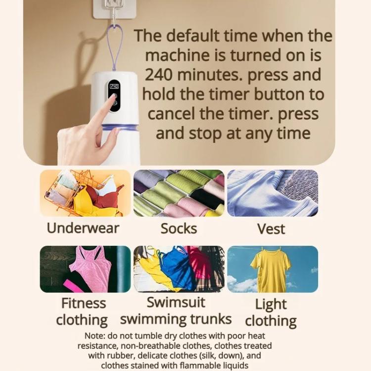 200W Pocket-Sized Portable Dryer Machine 240 Min Timer, Overheat Protection