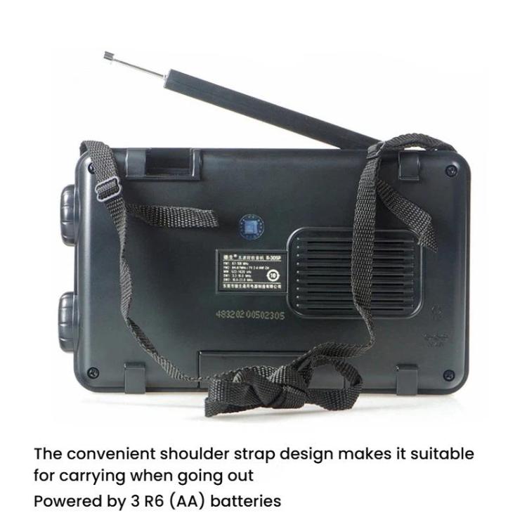 TECSUN R-305P Full-Band Radio Portable Retro Analog Dial DSP Radio, Spec: No Battery - Black