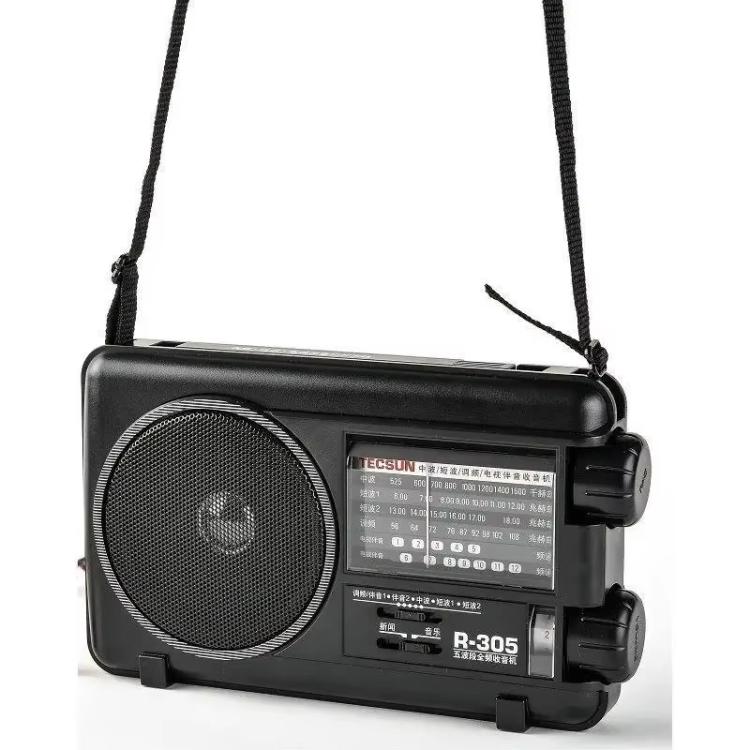 TECSUN R-305P Full-Band Radio Portable Retro Analog Dial DSP Radio, Spec: No Battery - Black