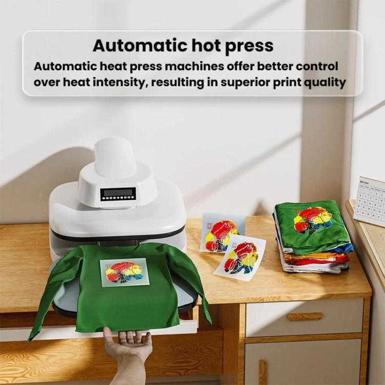 FCOLOR HTP-E38 Fully Automatic Electric Heat Press Machine 38x38cm T-Shirt Printer With Retractable Heat Press UK Plug