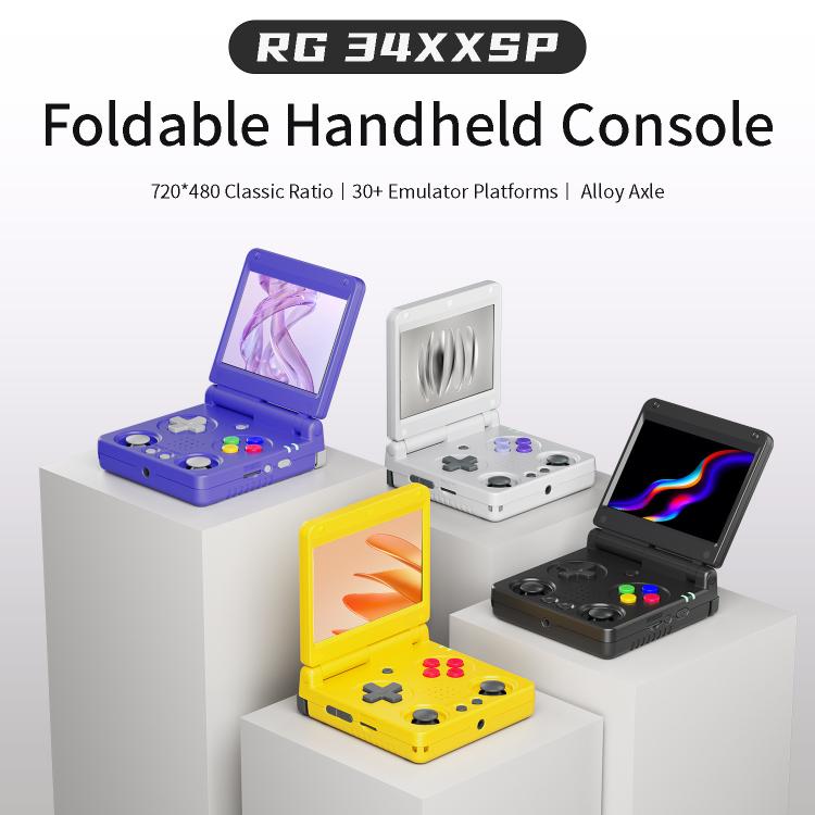 ANBERNIC RG 34XXSP 3.4-inch IPS Linux Retro Console, Quad-Core Cortex-A53, 5G WiFi, Clamshell with Dual Joysticks 64G+128G