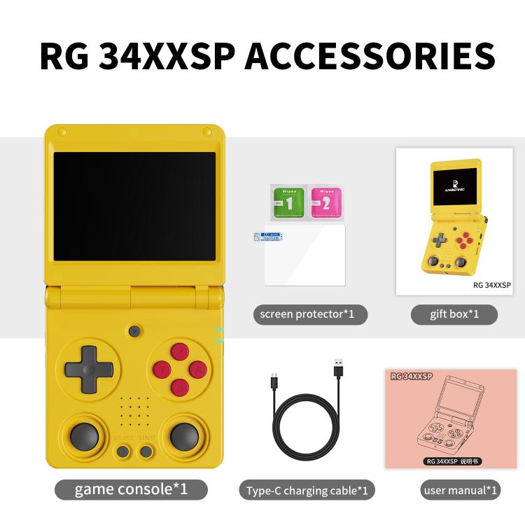 ANBERNIC RG 34XXSP 3.4-inch IPS Linux Retro Console, Quad-Core Cortex-A53, 5G WiFi, Clamshell with Dual Joysticks 64G