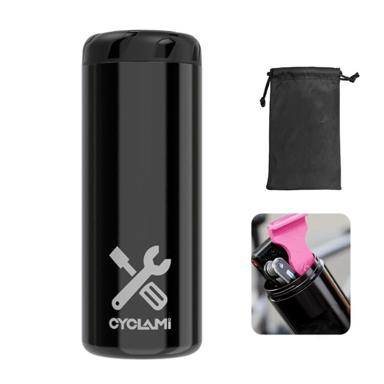 CYCLAMI Bicycle Repair Tool Canister Portable Water Bottle-Style Storage Can - Black