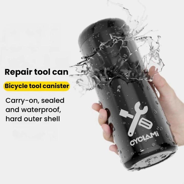 CYCLAMI Bicycle Repair Tool Canister Portable Water Bottle-Style Storage Can - Black
