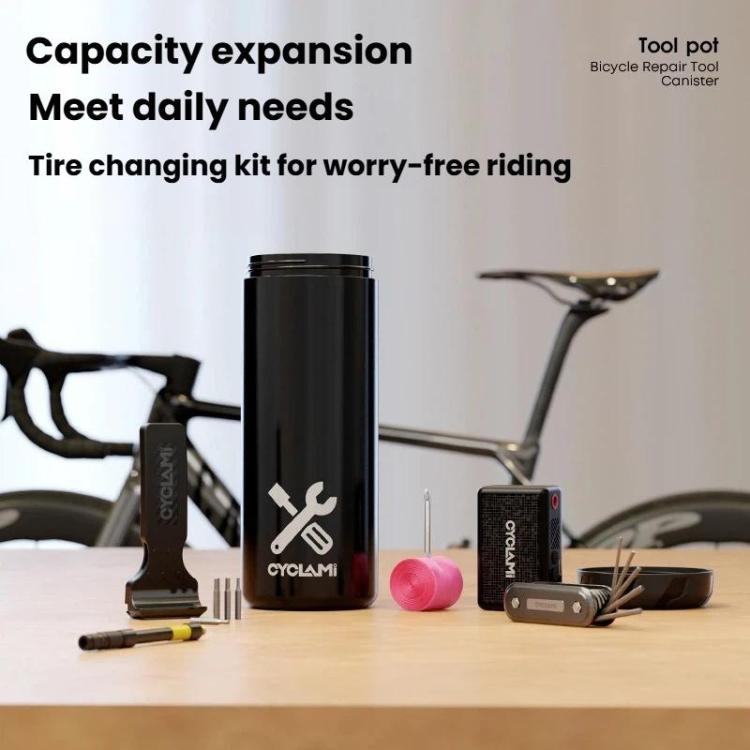 CYCLAMI Bicycle Repair Tool Canister Portable Water Bottle-Style Storage Can - Black
