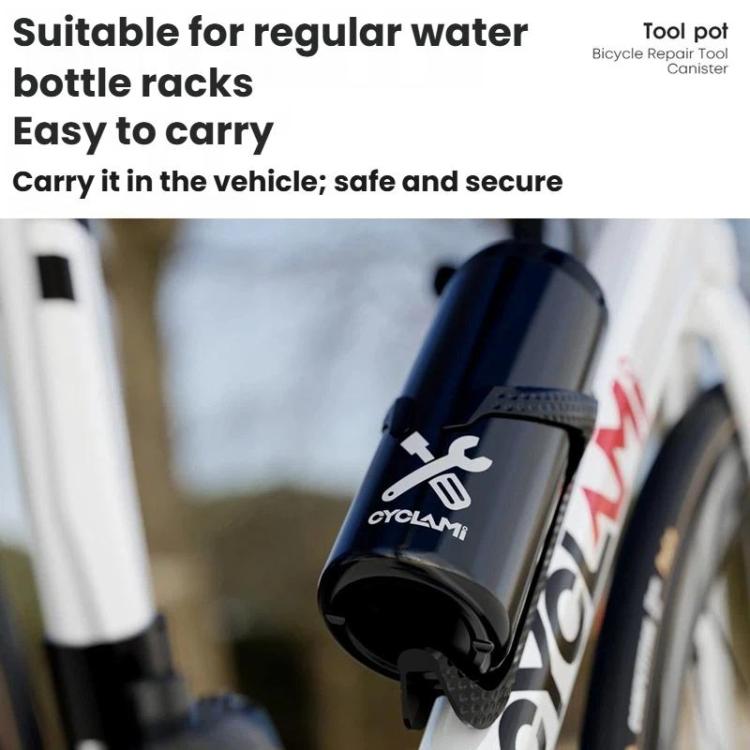 CYCLAMI Bicycle Repair Tool Canister Portable Water Bottle-Style Storage Can - Black
