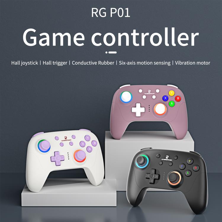 ANBERNIC RGP01 Multi-Platform Gaming Controller for PC/Switch/Steam With Hall Effect Joystick & Triggers, 3-Mode Connectivity, RGB With Receiver White