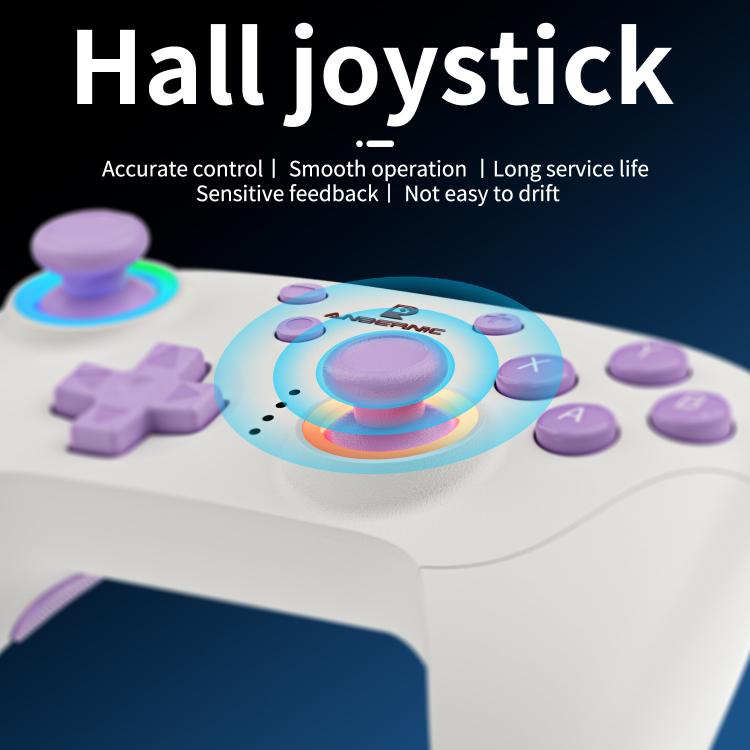 ANBERNIC RGP01 Multi-Platform Gaming Controller for PC/Switch/Steam With Hall Effect Joystick & Triggers, 3-Mode Connectivity, RGB With Receiver White