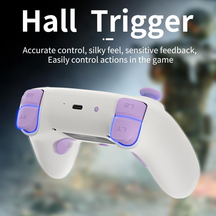 ANBERNIC RGP01 Multi-Platform Gaming Controller for PC/Switch/Steam With Hall Effect Joystick & Triggers, 3-Mode Connectivity, RGB Purple