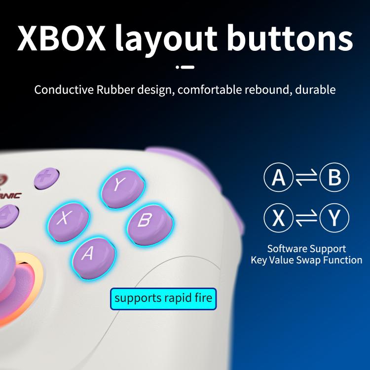 ANBERNIC RGP01 Multi-Platform Gaming Controller for PC/Switch/Steam With Hall Effect Joystick & Triggers, 3-Mode Connectivity, RGB White