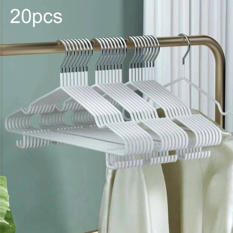20pcs Reinforced Hook Clothes Hangers Household Plastic-Coated Anti-Slip Clothes Hangers