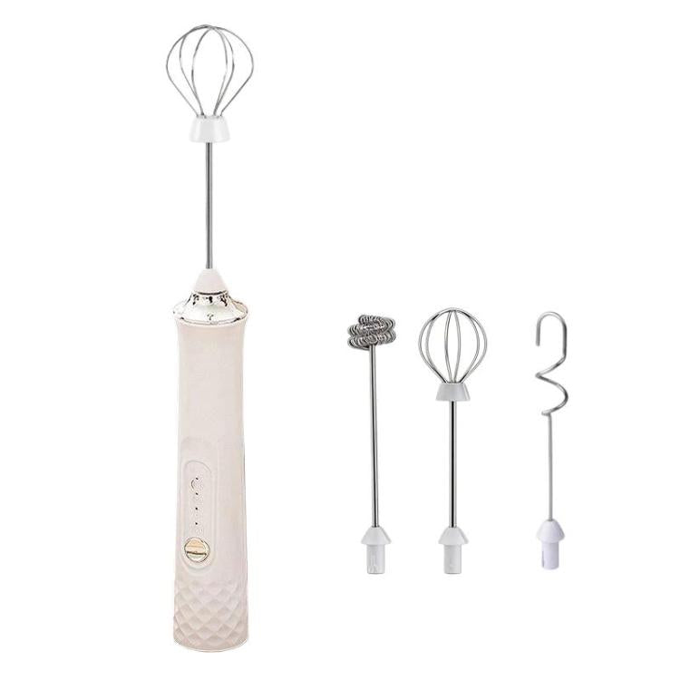 Wireless Mini Electric Milk Frother For Home Handheld Egg & Cream Whisk, Spec: R-4 White