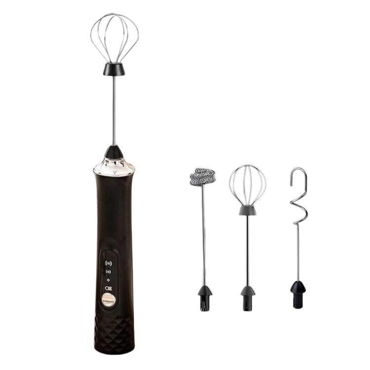 Wireless Mini Electric Milk Frother For Home Handheld Egg & Cream Whisk, Spec: R-4 Black