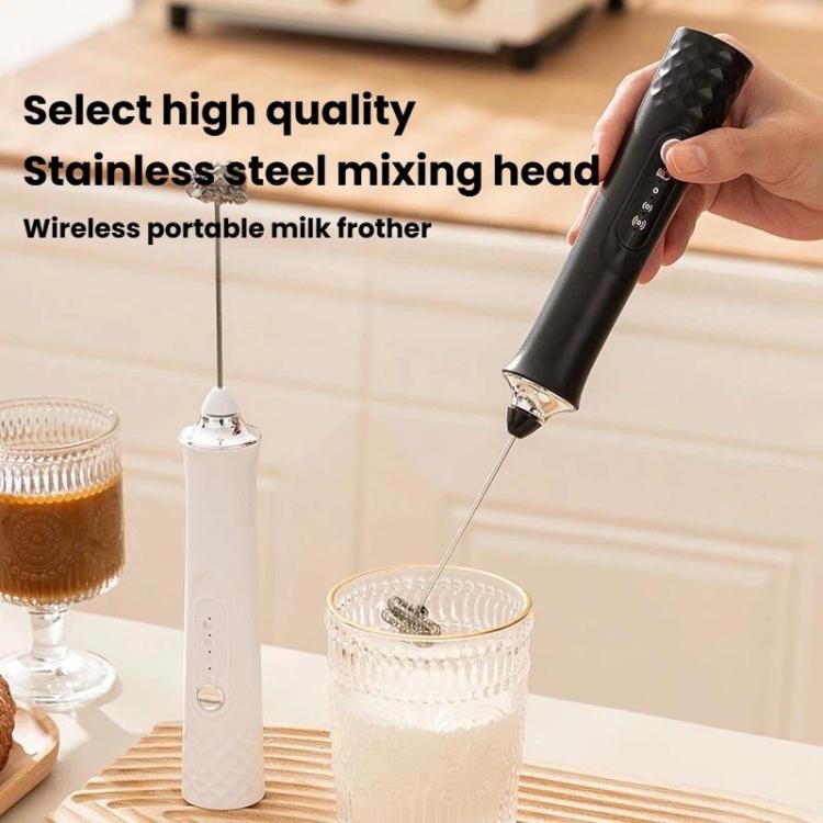 Wireless Mini Electric Milk Frother For Home Handheld Egg & Cream Whisk, Spec: R-4 Black
