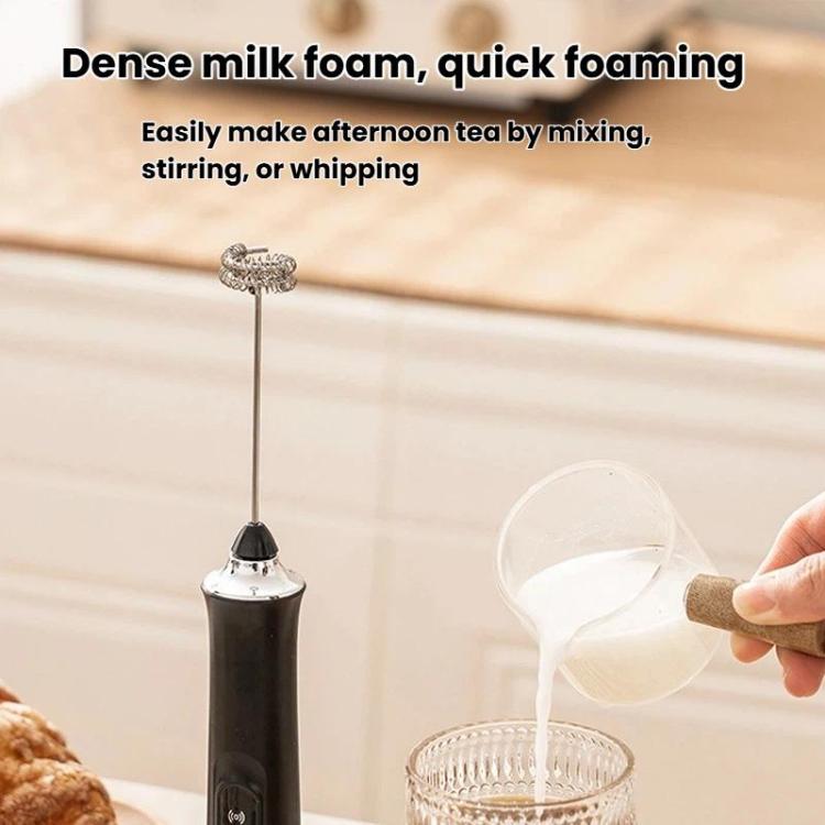 Wireless Mini Electric Milk Frother For Home Handheld Egg & Cream Whisk, Spec: R-3 Black