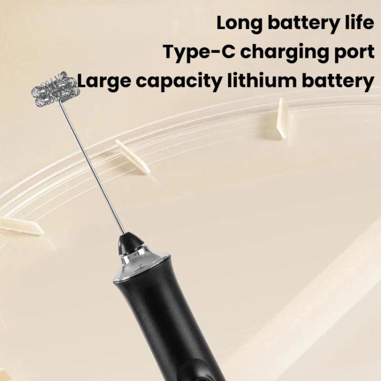 Wireless Mini Electric Milk Frother For Home Handheld Egg & Cream Whisk, Spec: R-4 Black