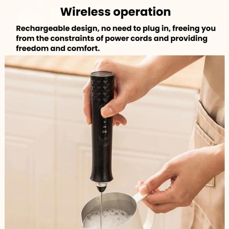 Wireless Mini Electric Milk Frother For Home Handheld Egg & Cream Whisk, Spec: R-4 White