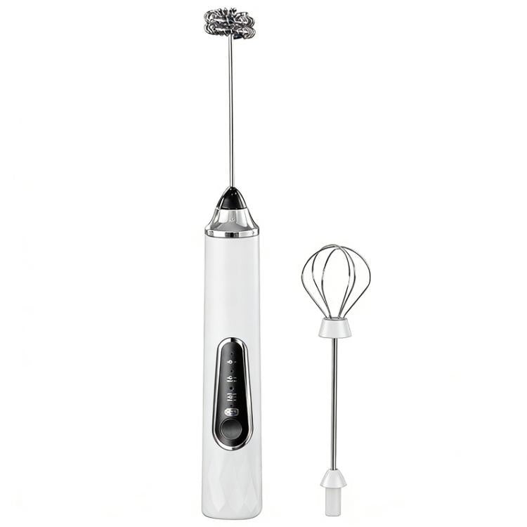 Electric Milk Frother & Coffee Foamer Home Use Handheld Wireless Mini Egg Whisk, Spec: Dual-Head White