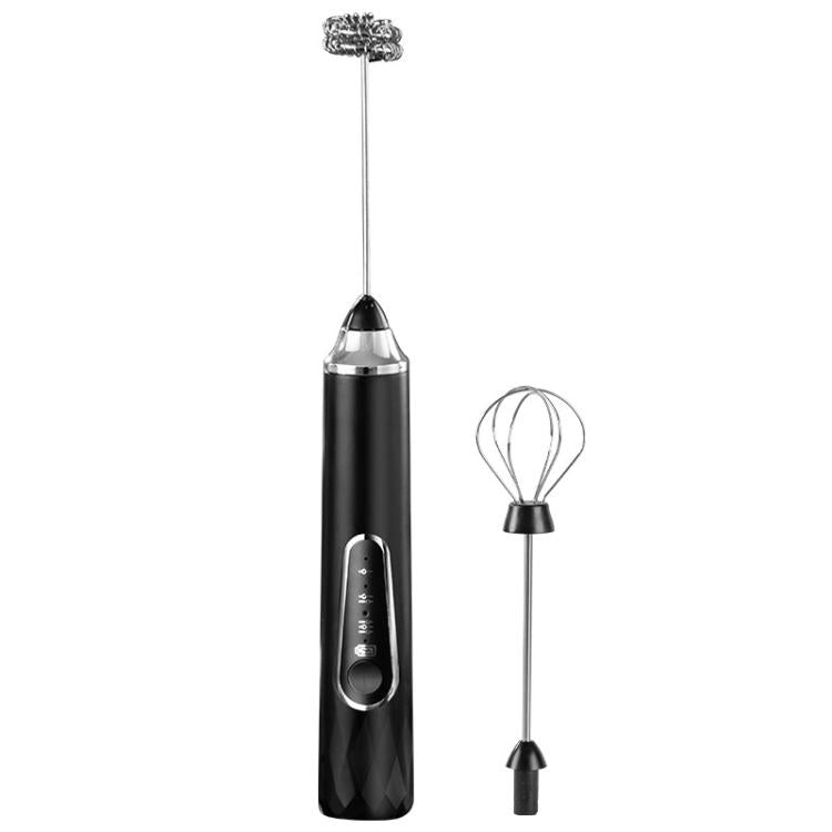 Electric Milk Frother & Coffee Foamer Home Use Handheld Wireless Mini Egg Whisk, Spec: Dual-Head Black