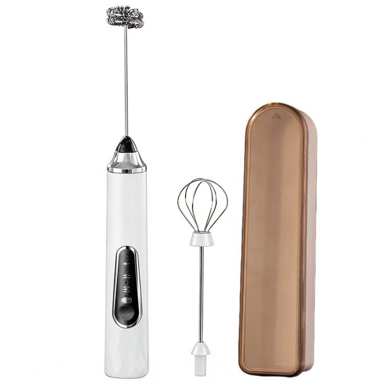 Electric Milk Frother & Coffee Foamer Home Use Handheld Wireless Mini Egg Whisk, Spec: Dual-Head With Box White