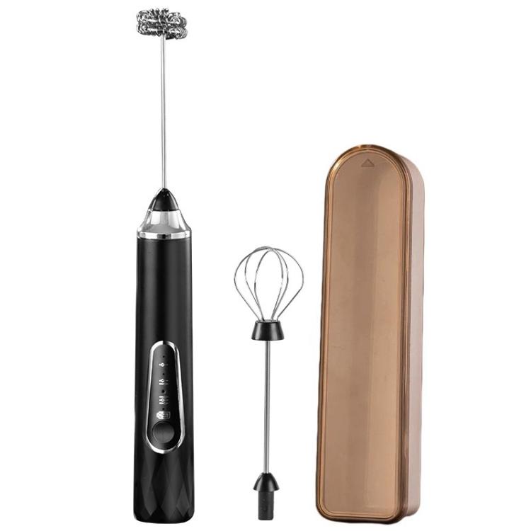 Electric Milk Frother & Coffee Foamer Home Use Handheld Wireless Mini Egg Whisk, Spec: Dual-Head With Box Black