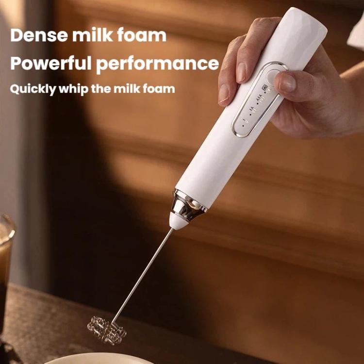 Electric Milk Frother & Coffee Foamer Home Use Handheld Wireless Mini Egg Whisk, Spec: Dual-Head With Box White