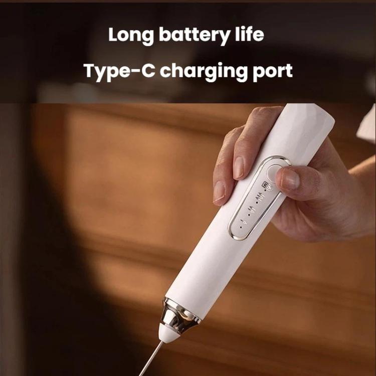 Electric Milk Frother & Coffee Foamer Home Use Handheld Wireless Mini Egg Whisk, Spec: Dual-Head White