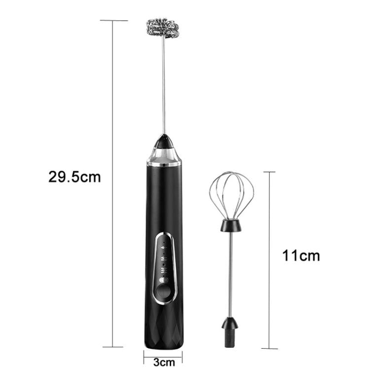 Electric Milk Frother & Coffee Foamer Home Use Handheld Wireless Mini Egg Whisk, Spec: Dual-Head With Stainless Steel Bracket White