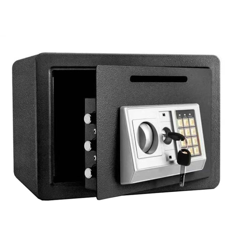 Wall-Mounted Small Steel Safe With Anti-Theft Plate Password Storage Safe, Color: Black With Money Drop Slot