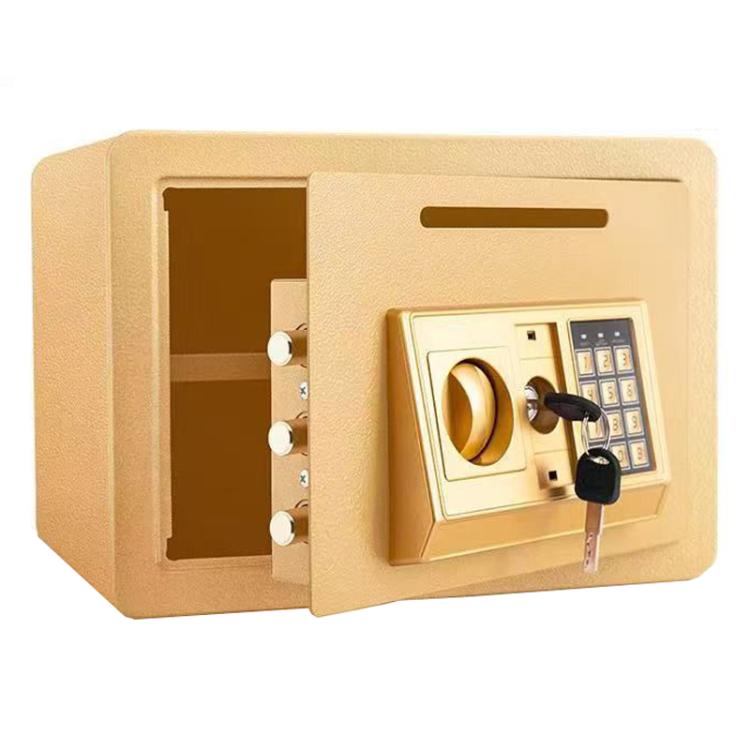 Wall-Mounted Small Steel Safe With Anti-Theft Plate Password Storage Safe, Color: Gold With Money Drop Slot