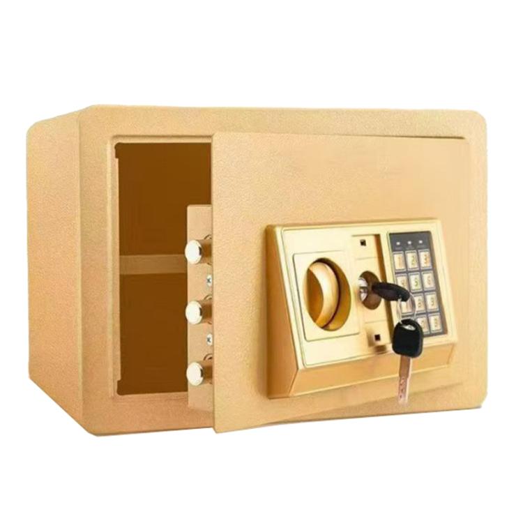 Wall-Mounted Small Steel Safe With Anti-Theft Plate Password Storage Safe, Color: Gold No Money Drop Slot