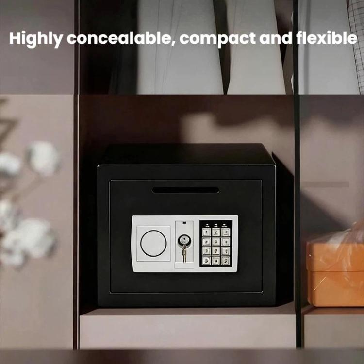 Wall-Mounted Small Steel Safe With Anti-Theft Plate Password Storage Safe, Color: Black No Money Drop Slot