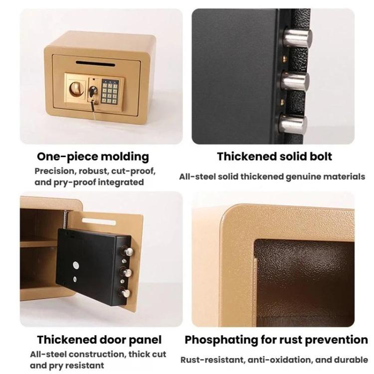 Wall-Mounted Small Steel Safe With Anti-Theft Plate Password Storage Safe, Color: Black No Money Drop Slot