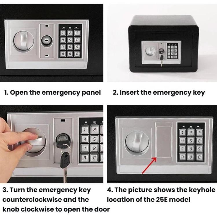 Wall-Mounted Small Steel Safe With Anti-Theft Plate Password Storage Safe, Color: Black With Money Drop Slot