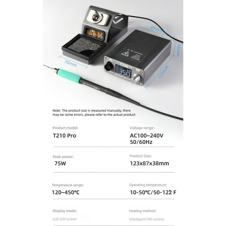 OSS TEAM T210 Pro 75W Digital Soldering Station With Smart Presets & LED Display For Phone & PCB Repair - EU Plug